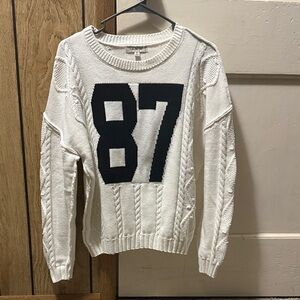 Francesca's Collections White Sweater with Black Number Design